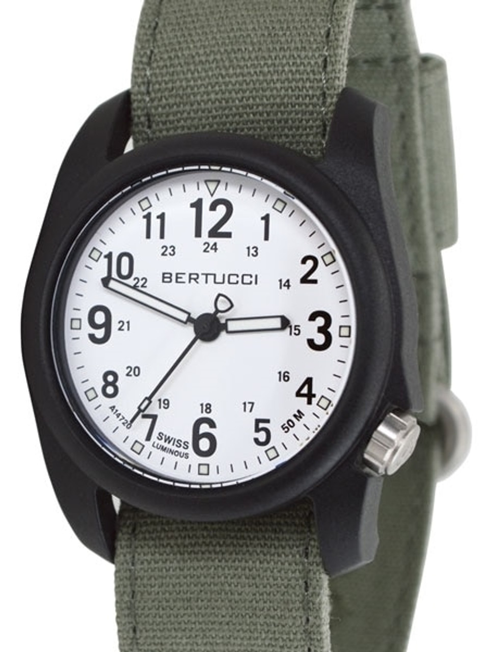 Bertucci DX3 Canvas Polycarbonate Unibody Watch, Spruce Comfort Band, White Dial - 11090 Questions & Answers