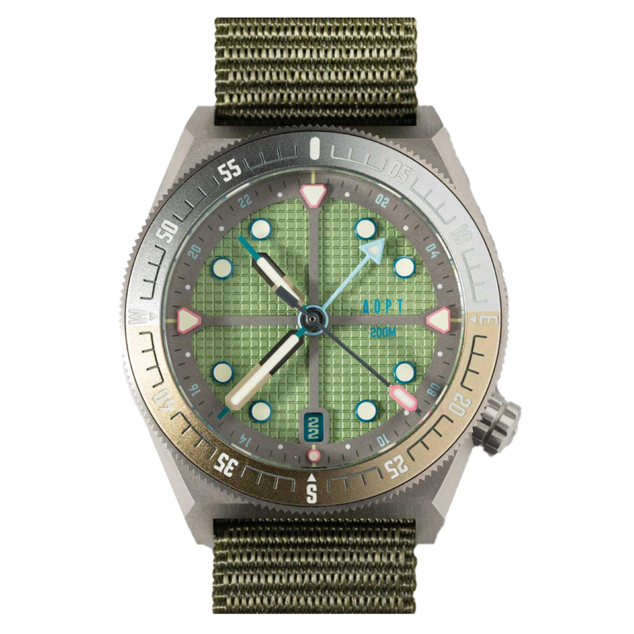 ADPT Series 1 GMT Titanium Field Watch with Mossy Shale Dial #ADPT-DT-MS Questions & Answers