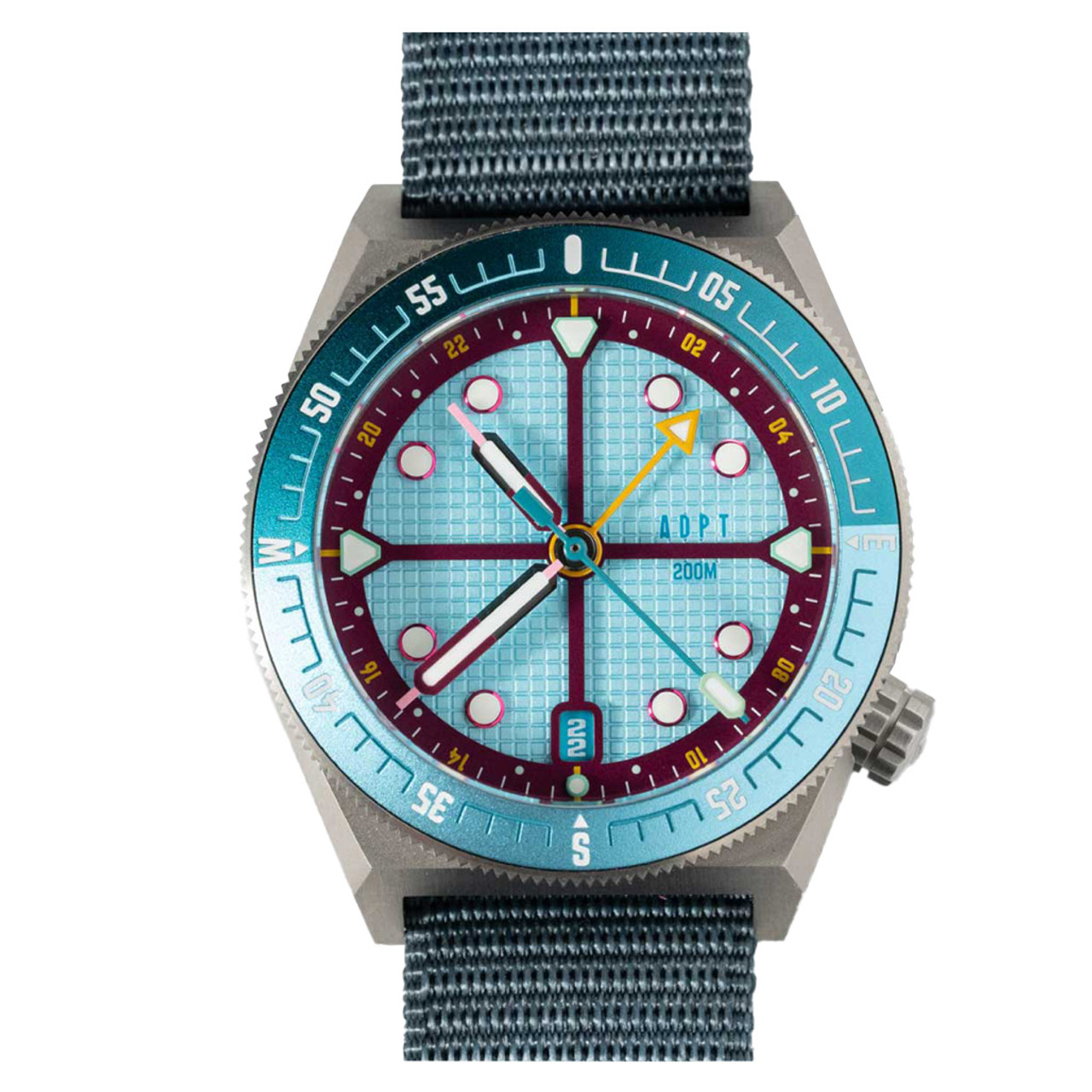 ADPT Series 1 GMT Titanium Field Watch with Aqua Berry Dial #ADPT-DT-AB Questions & Answers