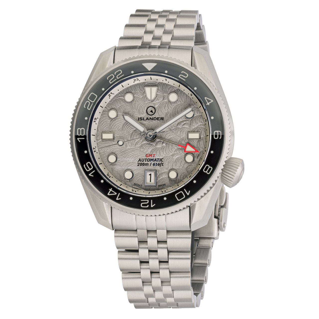 Islander JFK Automatic GMT Watch with Grey Cloud Dial and Dual Color Bezel #ISL-208 Questions & Answers