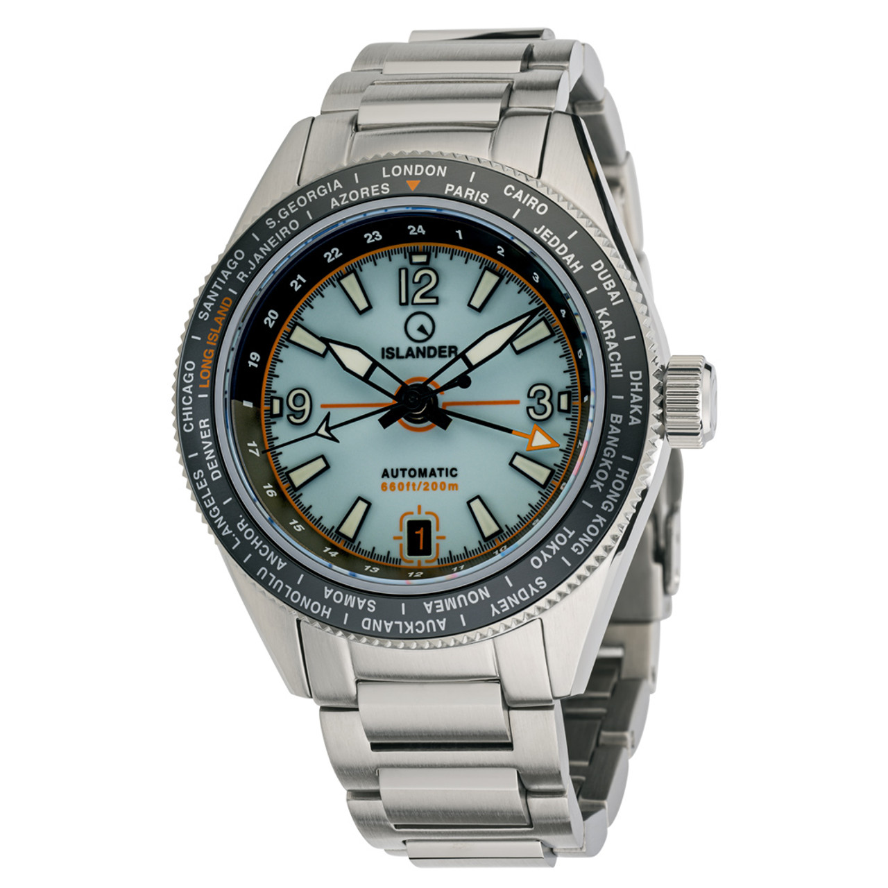 Islander Calabro GMT World Time Watch with Full Lume Dial #ISL-244 Questions & Answers