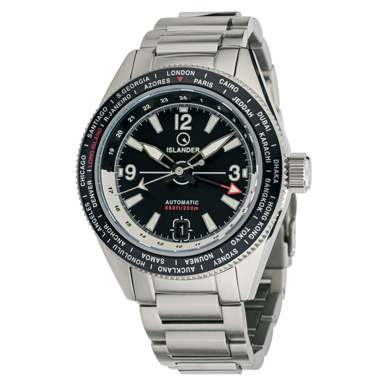 Islander Calabro GMT World Time Watch with Black Dial #ISL-240 Questions & Answers