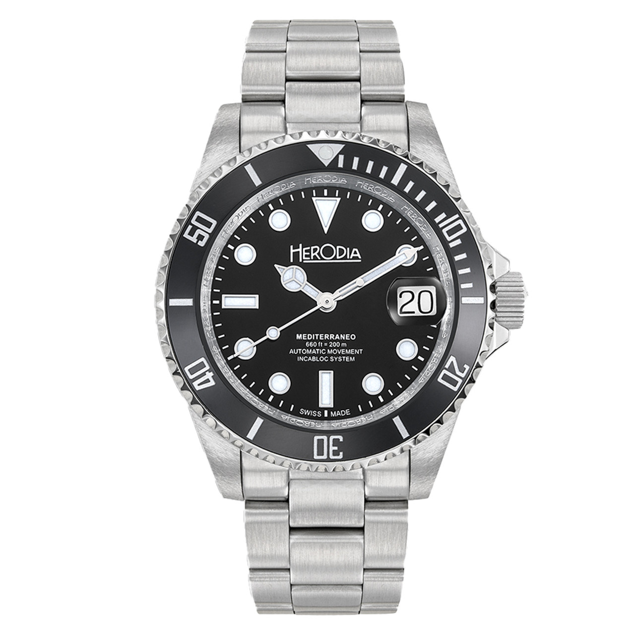 Herodia Mediterraneo Swiss Automatic Dive watch with Black Dial #HMEDSBKBK.AC Questions & Answers