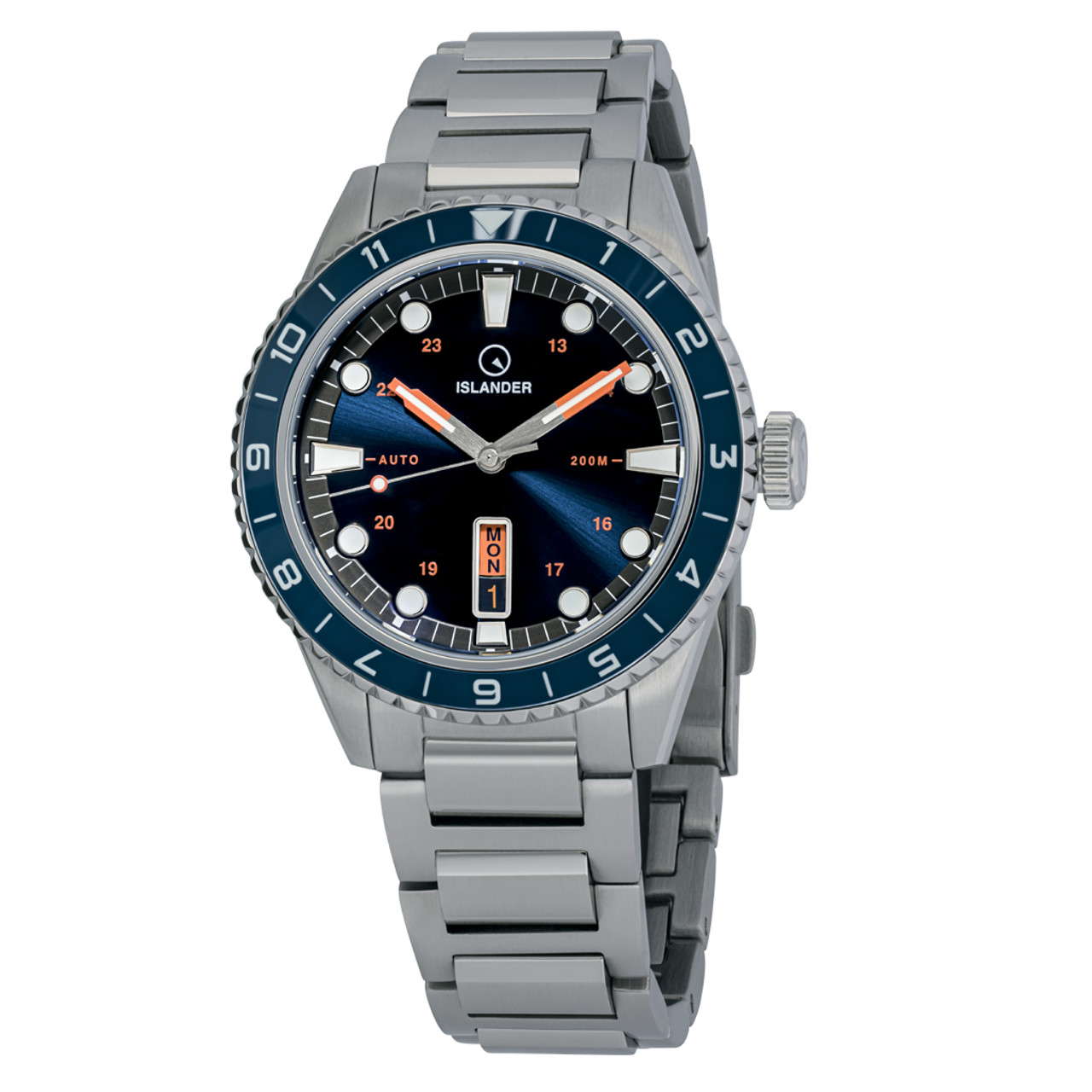 Islander Greenport 39mm Dive Watch with Sunburst Blue Dial #ISL-252 Questions & Answers