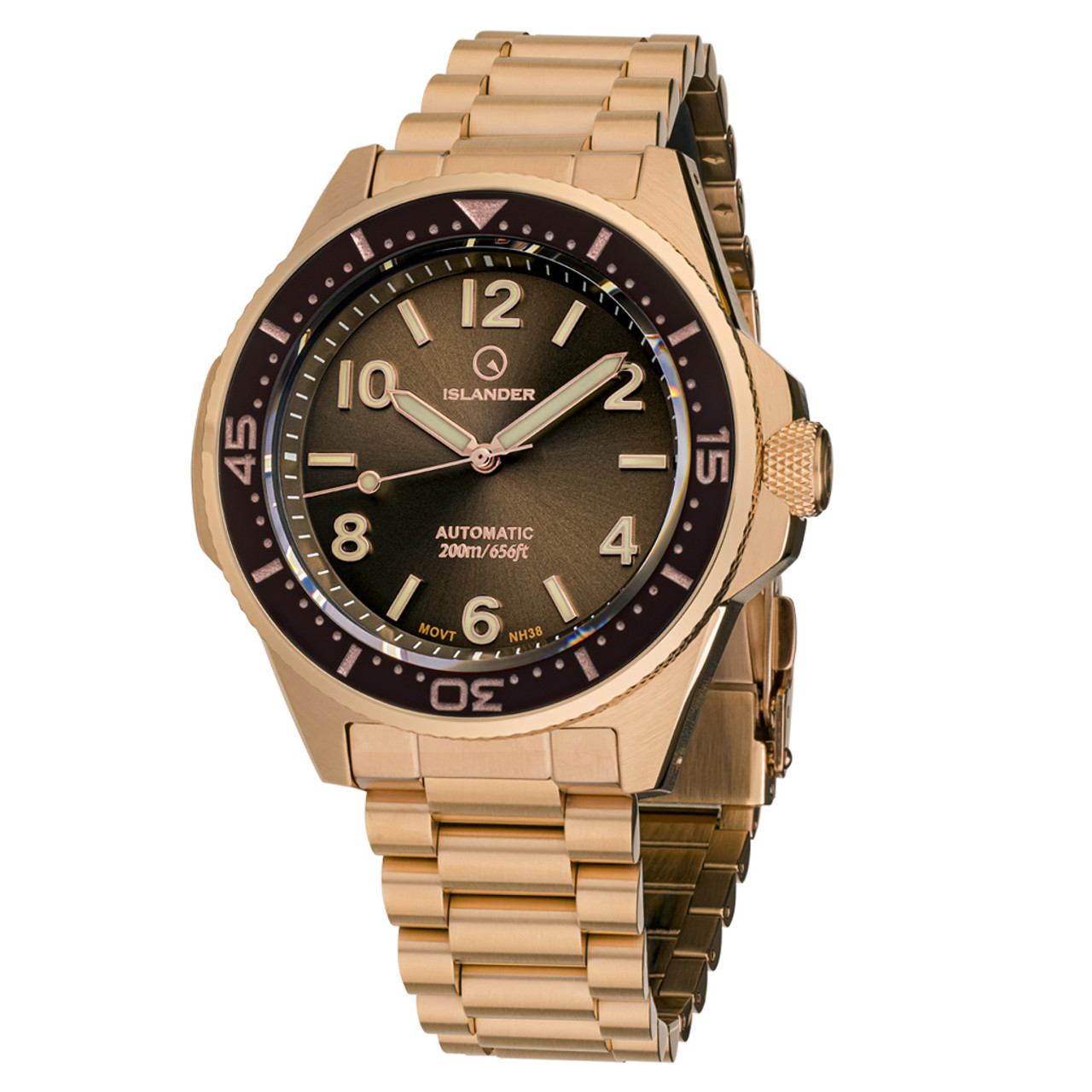 Islander Roslyn Rose Gold Dive Watch with Chocolate Brown Dial #ISL-169 Questions & Answers