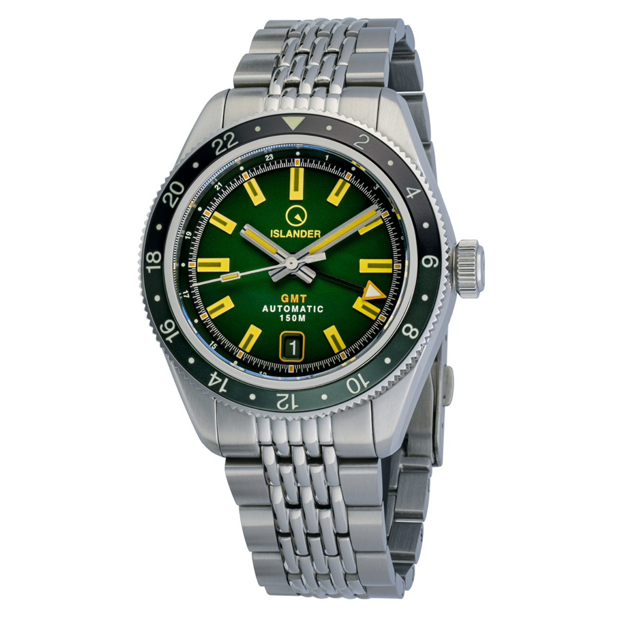 Islander Port Jefferson GMT Skin Diver Automatic Watch with Green Dial #ISL-247 Questions & Answers