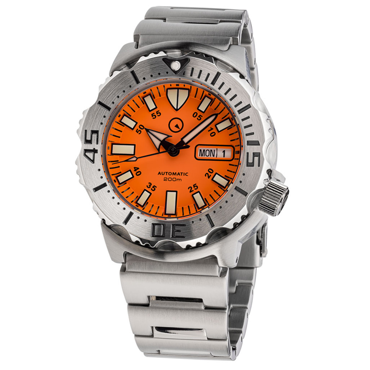 Islander Orange Dial Automatic Dive Watch with AR Double Dome Sapphire Crystal, and 120-click Bezel #ISL-94 Questions & Answers