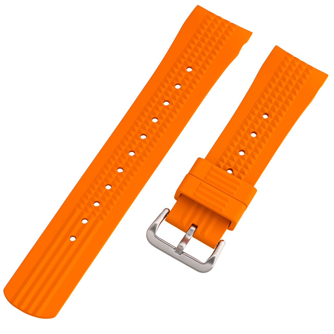 Islander 22mm Orange Waffle FKM Rubber Strap with Curved Ends for SKX007 Cases #BRAC-66 Questions & Answers