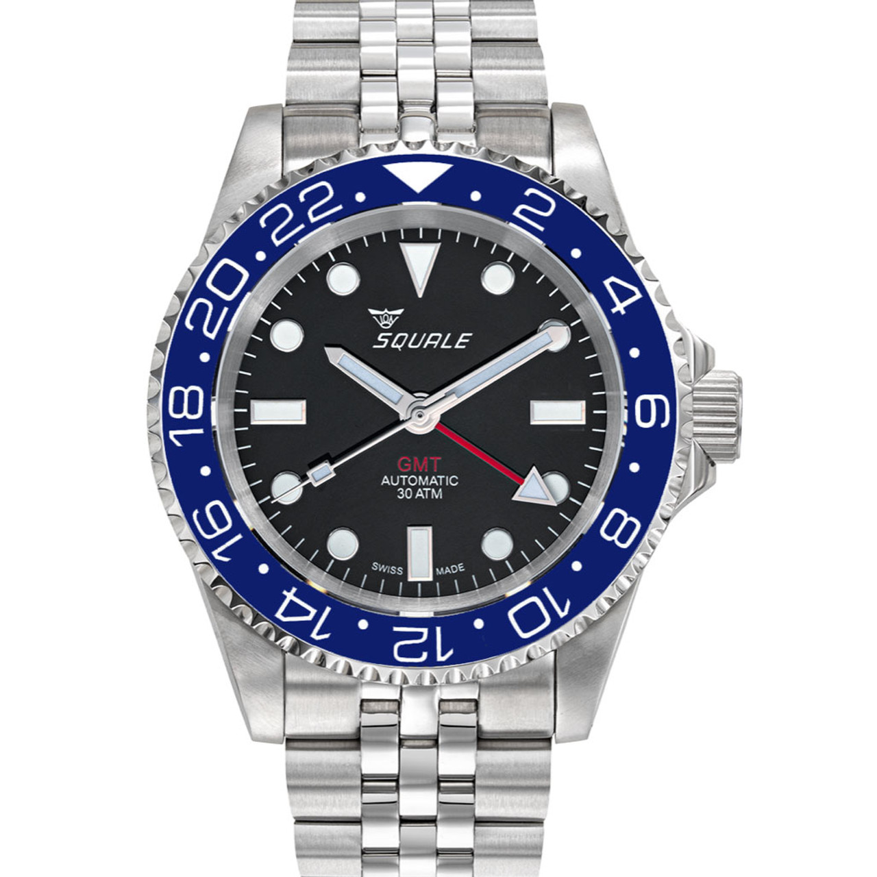 Squale 300 meter Swiss Automatic GMT watch with Luminous Ceramic Bezel, AR Sapphire Crystal #1545GM-CER-BLU Questions & Answers