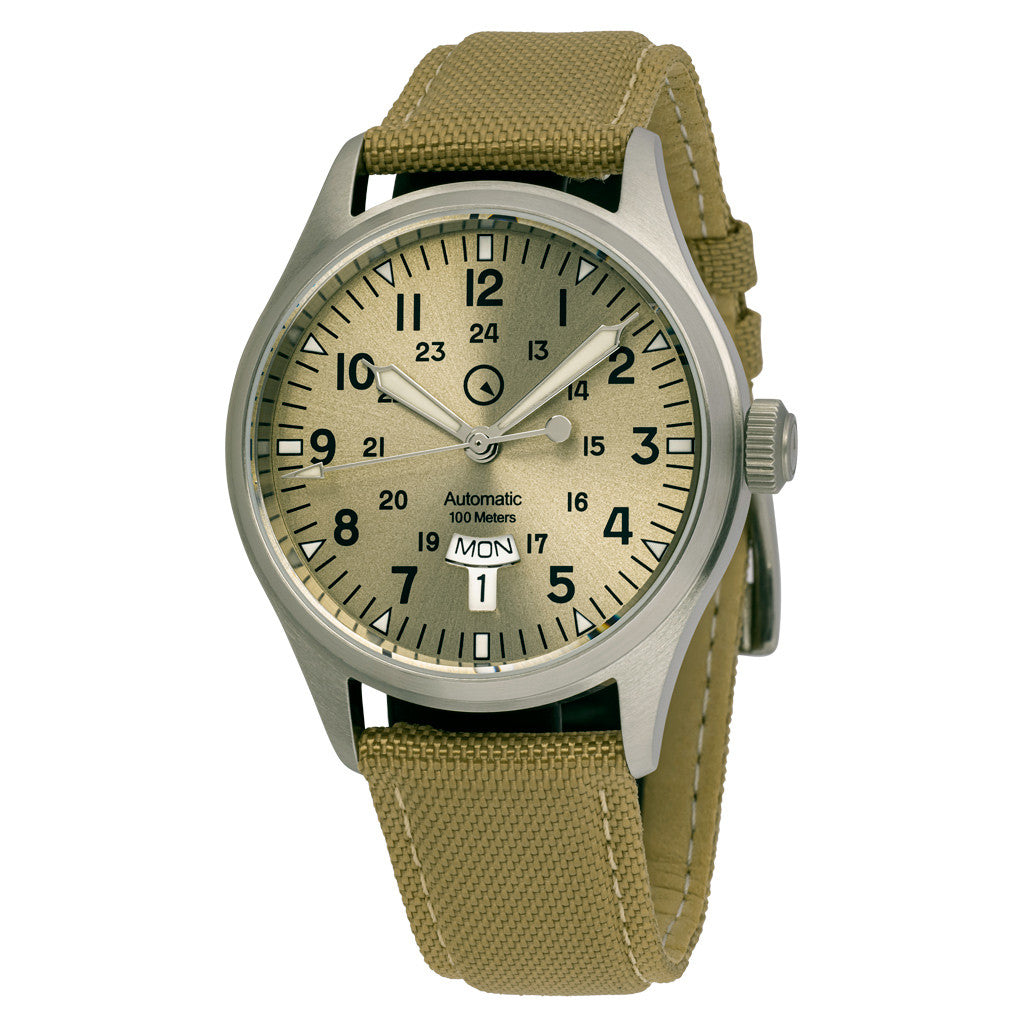 Islander Mitchel "DAY-T" Automatic Field Watch with Champagne Dial and Day-Date Display #ISL-188 Questions & Answers