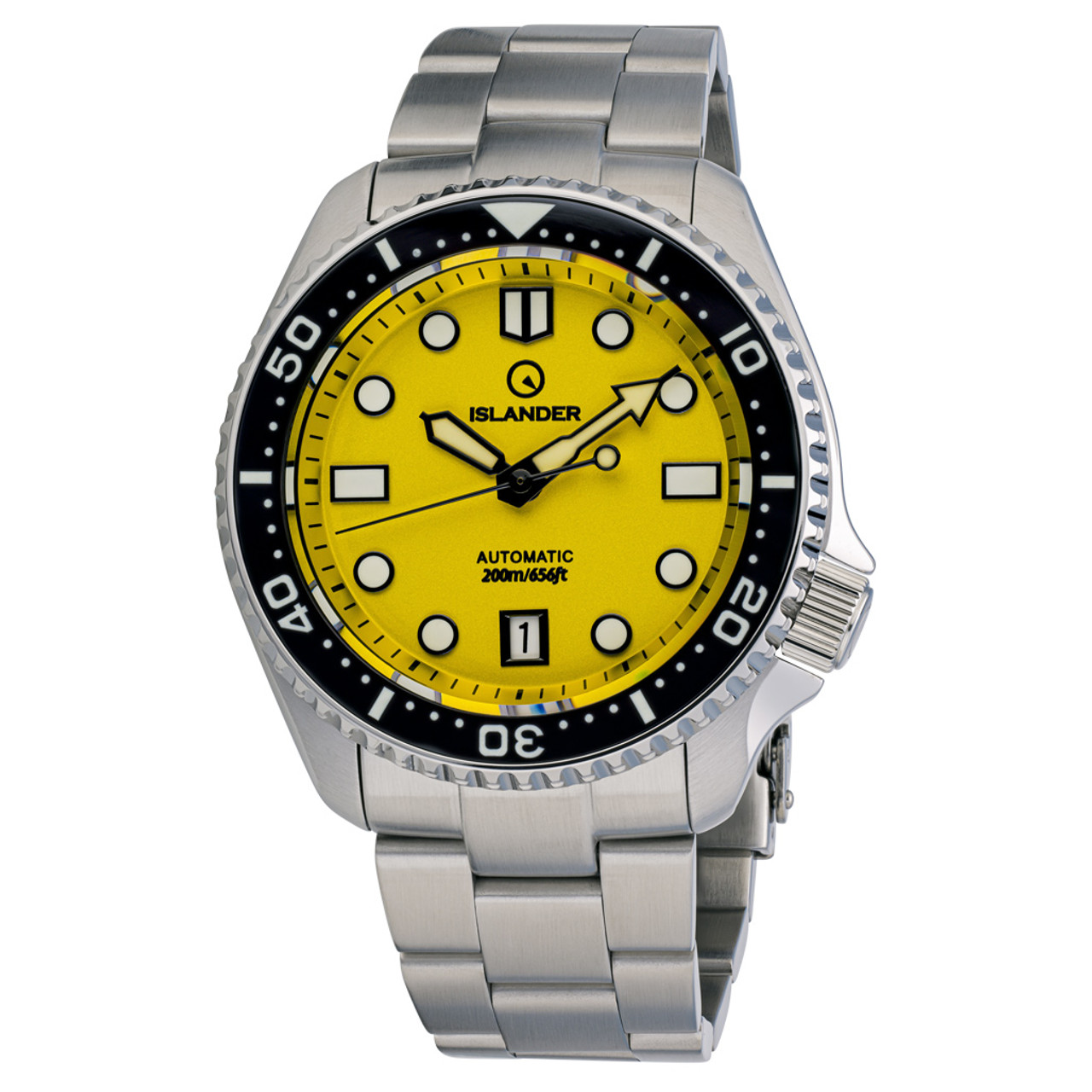 Islander Automatic Dive Watch with Yellow Dial and Luminous Ceramic Bezel Insert #ISL-08 Questions & Answers