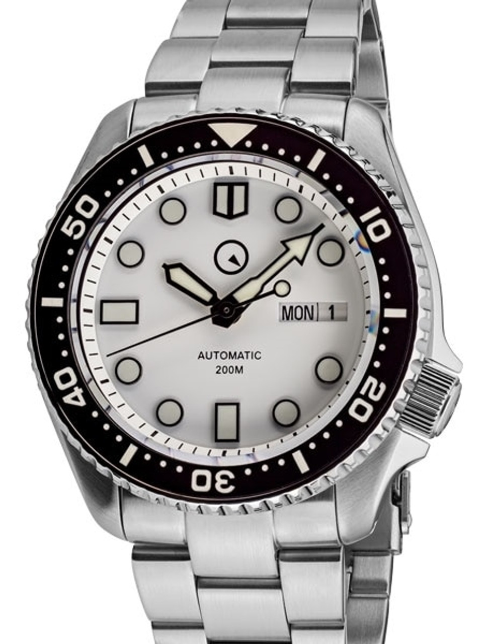 Islander White Dial Automatic Dive Watch with Solid-Link Bracelet, AR Sapphire Crystal, and Luminous Ceramic Bezel Insert #ISL-35 Questions & Answers