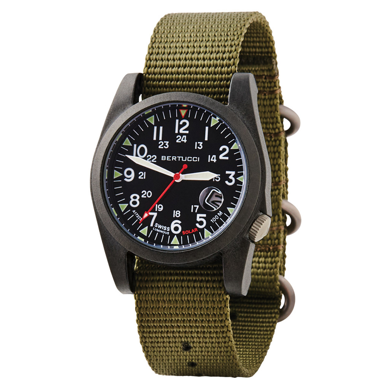 Bertucci A-3PS Solar Field Watch with Forest Nylon Strap #13801 Questions & Answers