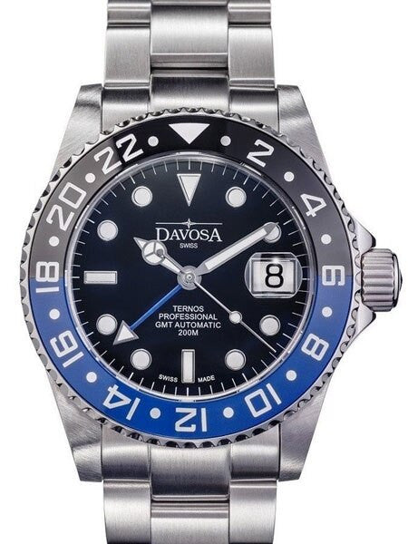 Davosa Ternos Swiss Automatic 200 Meter GMT Dual-Time Watch with "Batman" Ceramic Bezel #16157145 Questions & Answers