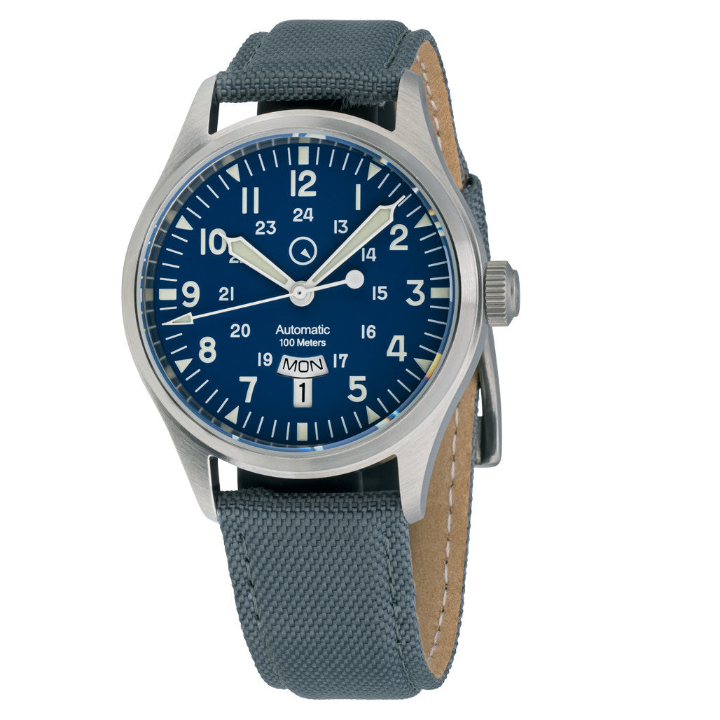 Islander Mitchel "DAY-T" Automatic Field Watch with Blue Dial and Day-Date Display #ISL-194 Questions & Answers