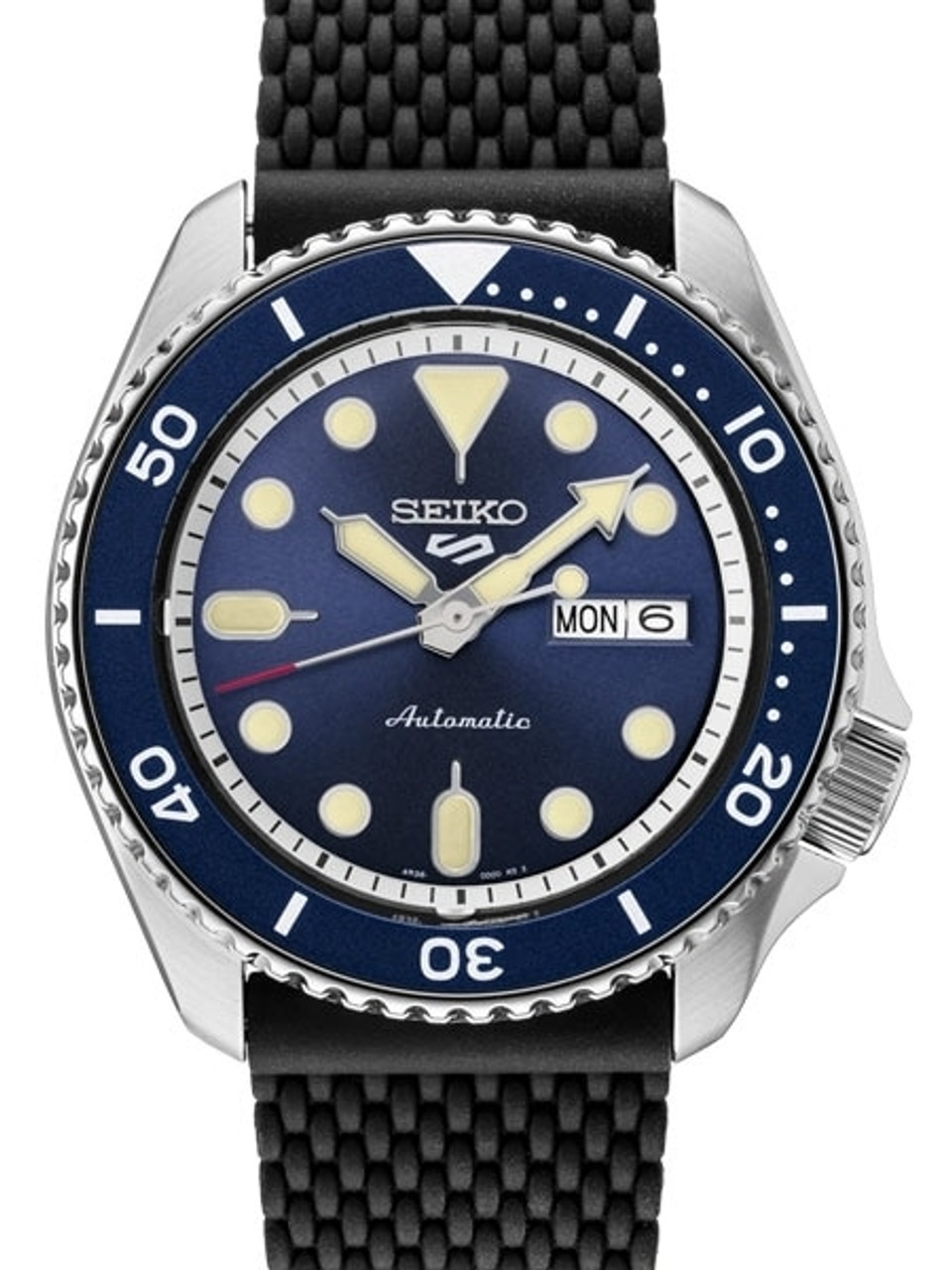 Seiko 5 Sports 24-Jewel Automatic Watch with Blue Dial and Silicone Strap #SRPD93 Questions & Answers