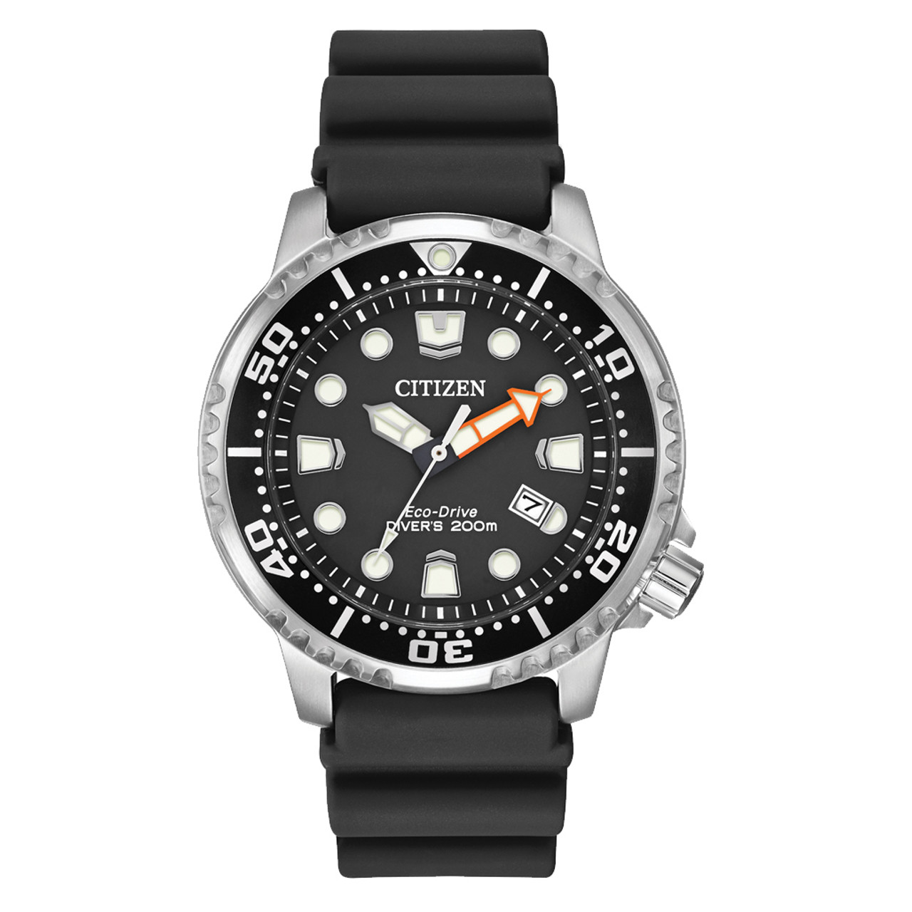 Citizen Eco-Drive Promaster Dive Watch with Black Dial and Rubber Strap #BN0150-28E Questions & Answers