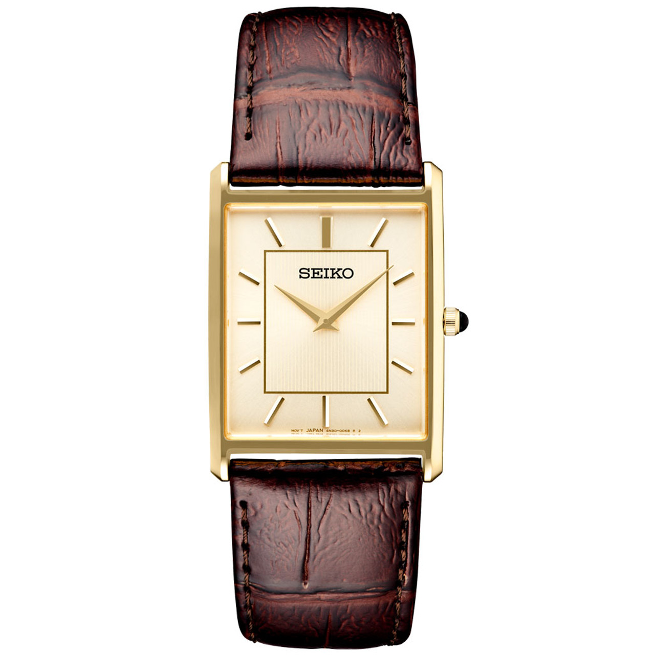 Seiko Classic Thin Quartz Dress Watch with Goldtone Stainless Steel Case #SWR064 Questions & Answers