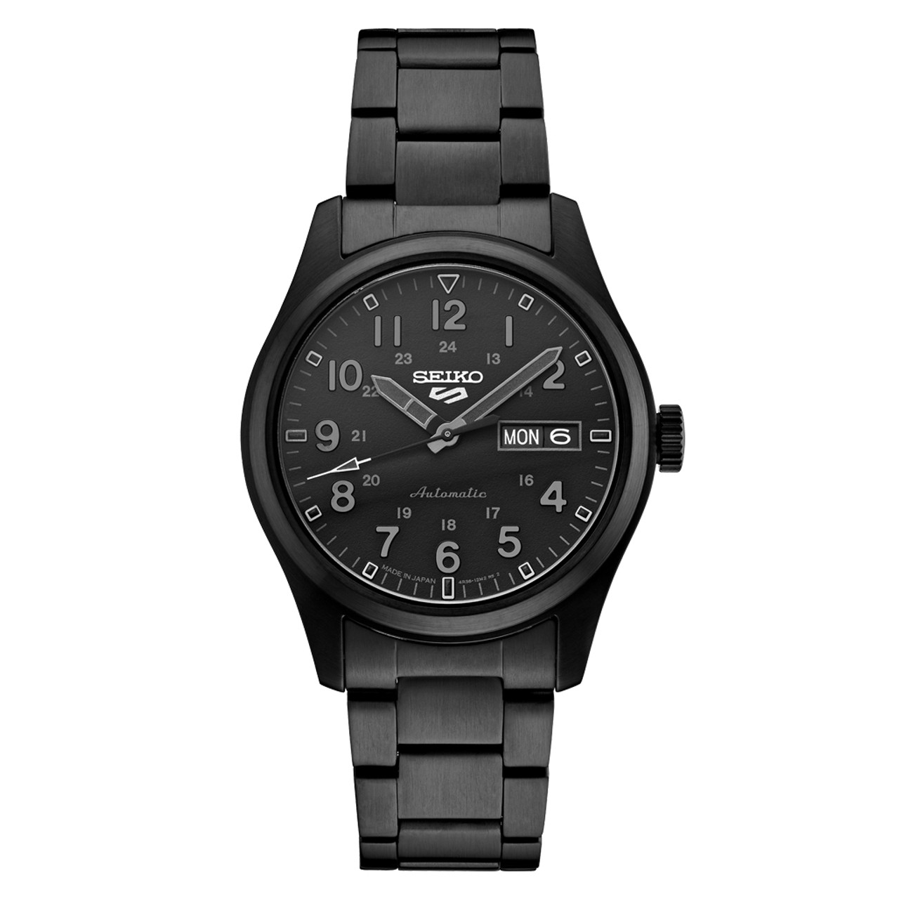 Seiko 5 Sports Field Watch in Stealth Black on Bracelet #SRPJ09 Questions & Answers