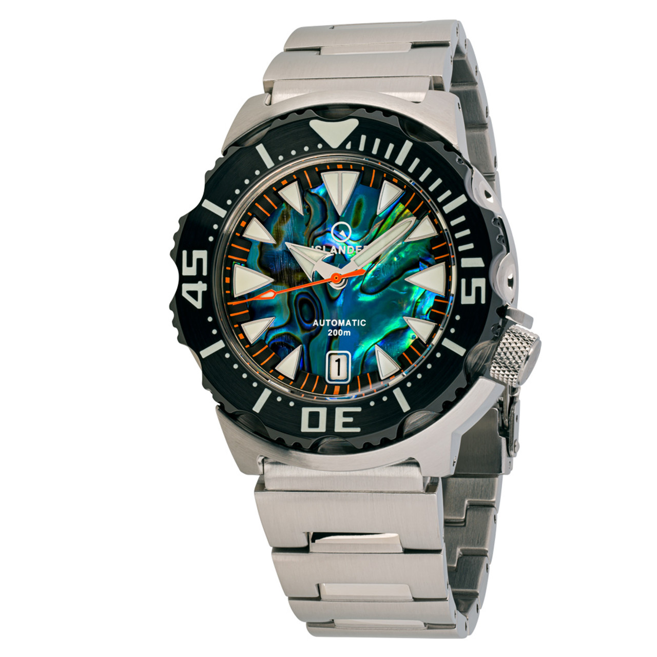 Islander Abalone Dial Automatic Dive Watch with DLC Bezel #ISL-141 Questions & Answers