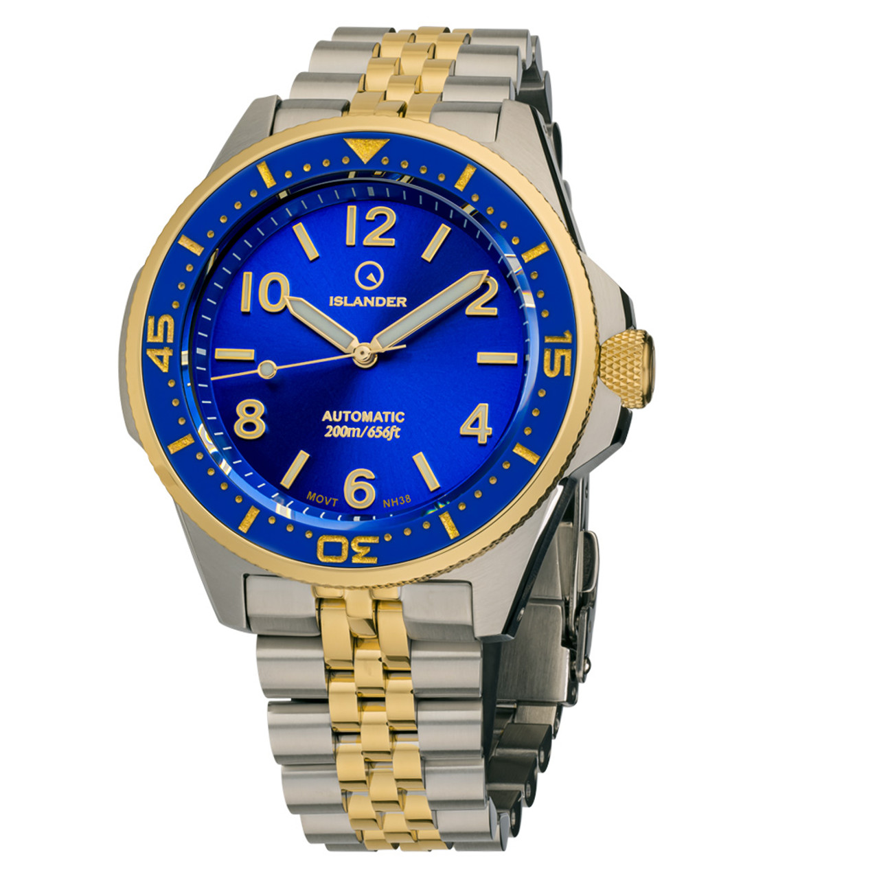 Islander Roslyn Two-Tone Dive Watch with Radiant Blue Dial #ISL-167 Questions & Answers