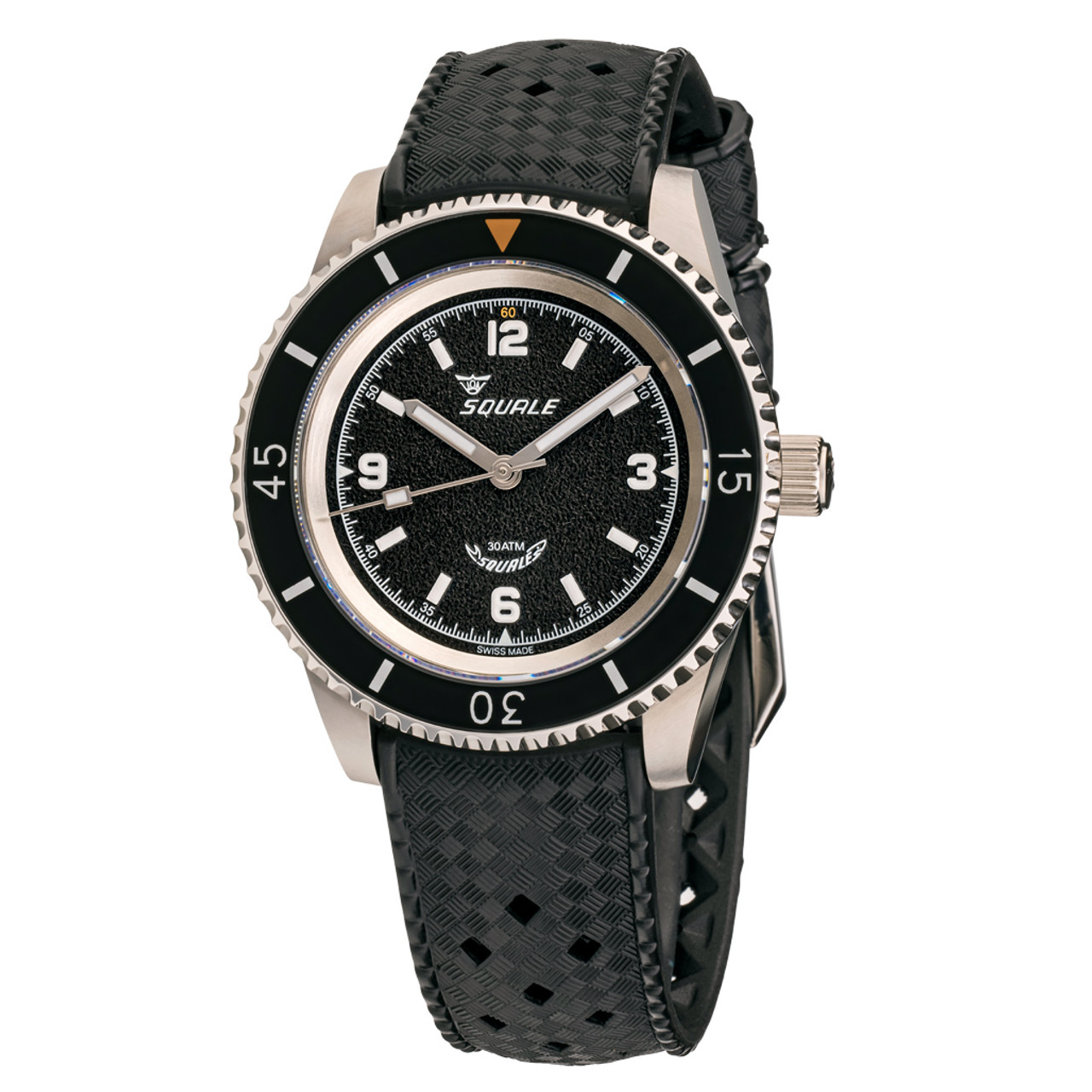 Squale Montauk 300 Meter Swiss Made Automatic Dive Watch with Black Sand Dial #MTK-11 Questions & Answers