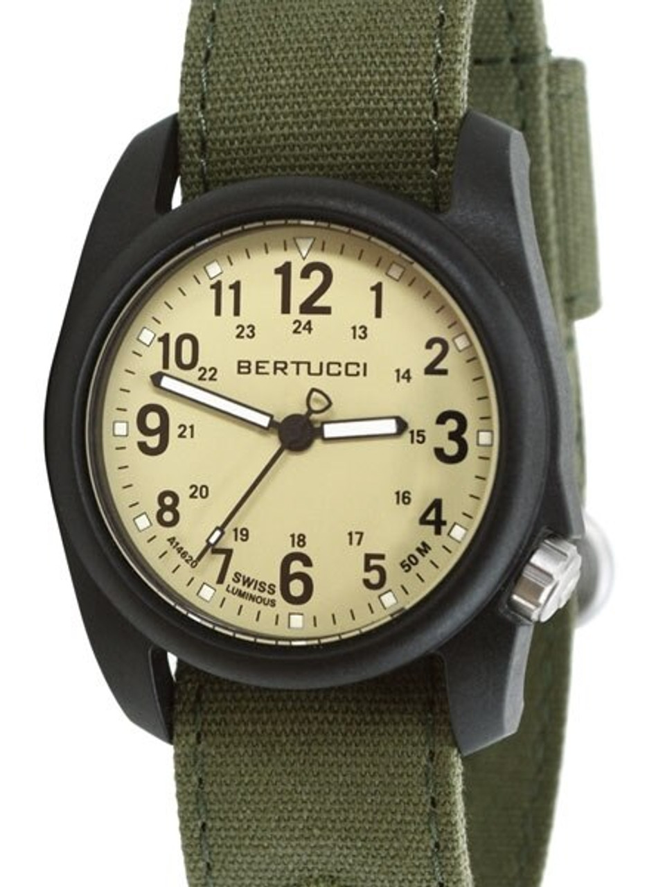 Bertucci DX3 Canvas Polycarbonate Unibody Watch, Evergreen Comfort Band, Saguaro Dial - 11093 Questions & Answers