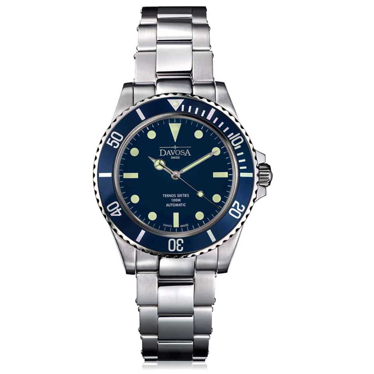 Davosa Ternos Sixties-Style Swiss Automatic Dive Watch with Blue Dial #16152540 Questions & Answers