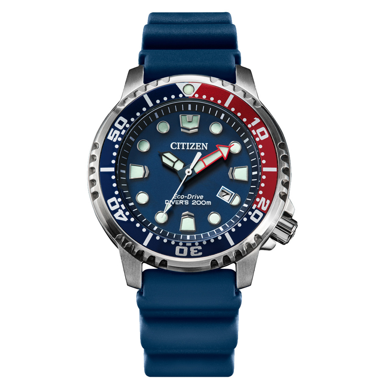 Citizen Eco-Drive Promaster Dive Watch with Blue Dial and Rubber Strap #BN0168-06L Questions & Answers