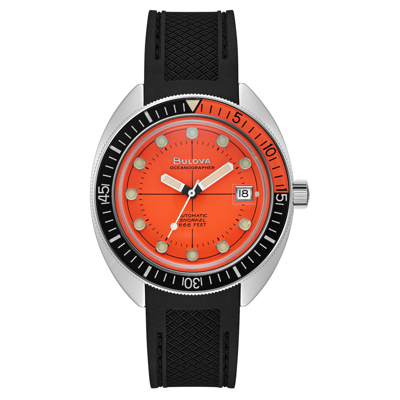 Bulova Oceanographer Snorkel Automatic Dive Watch with Orange Dial #96B350 Questions & Answers