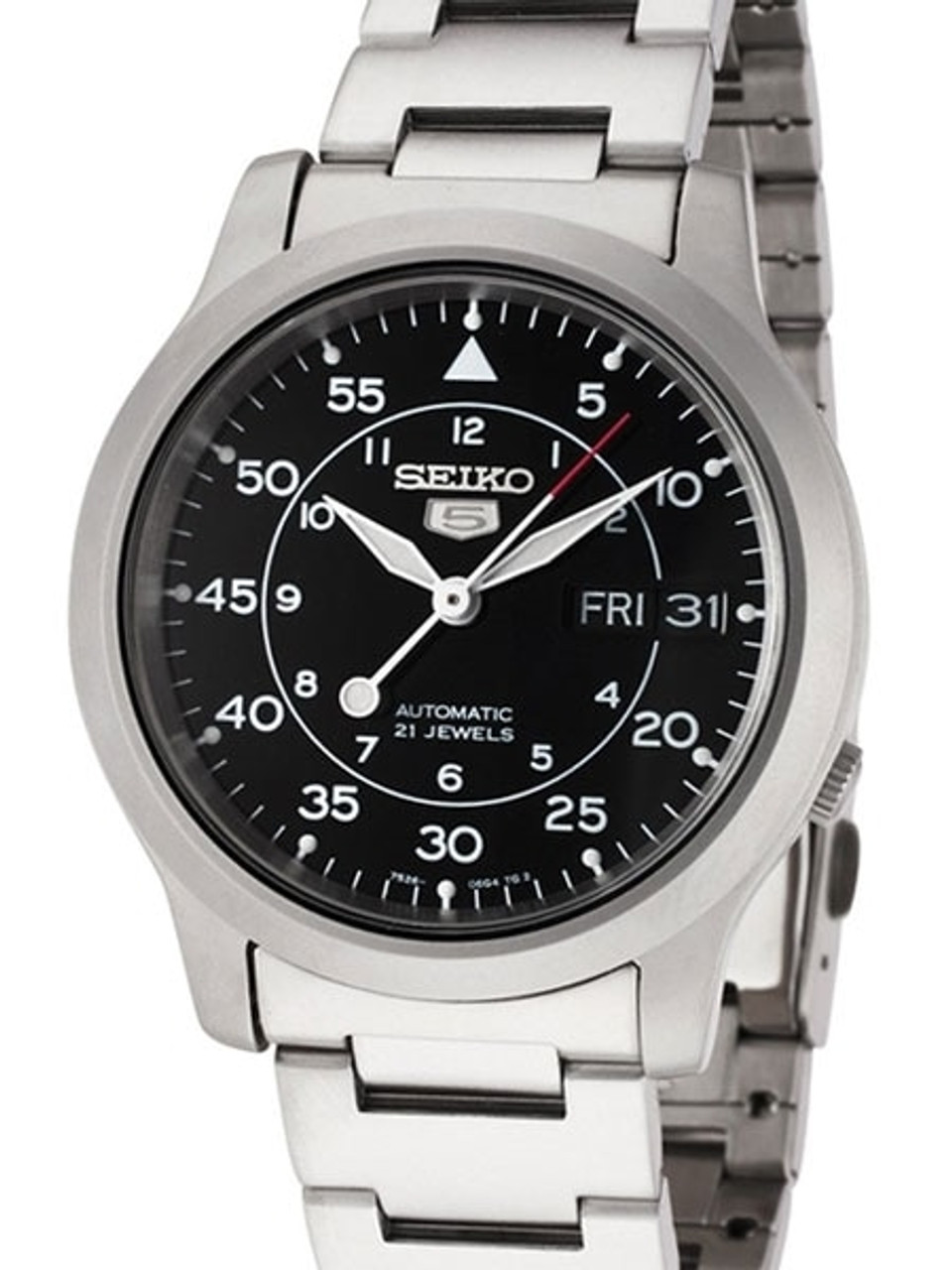 Seiko 5 Military Black Dial Automatic Watch with Bracelet #SNK809K1 Questions & Answers