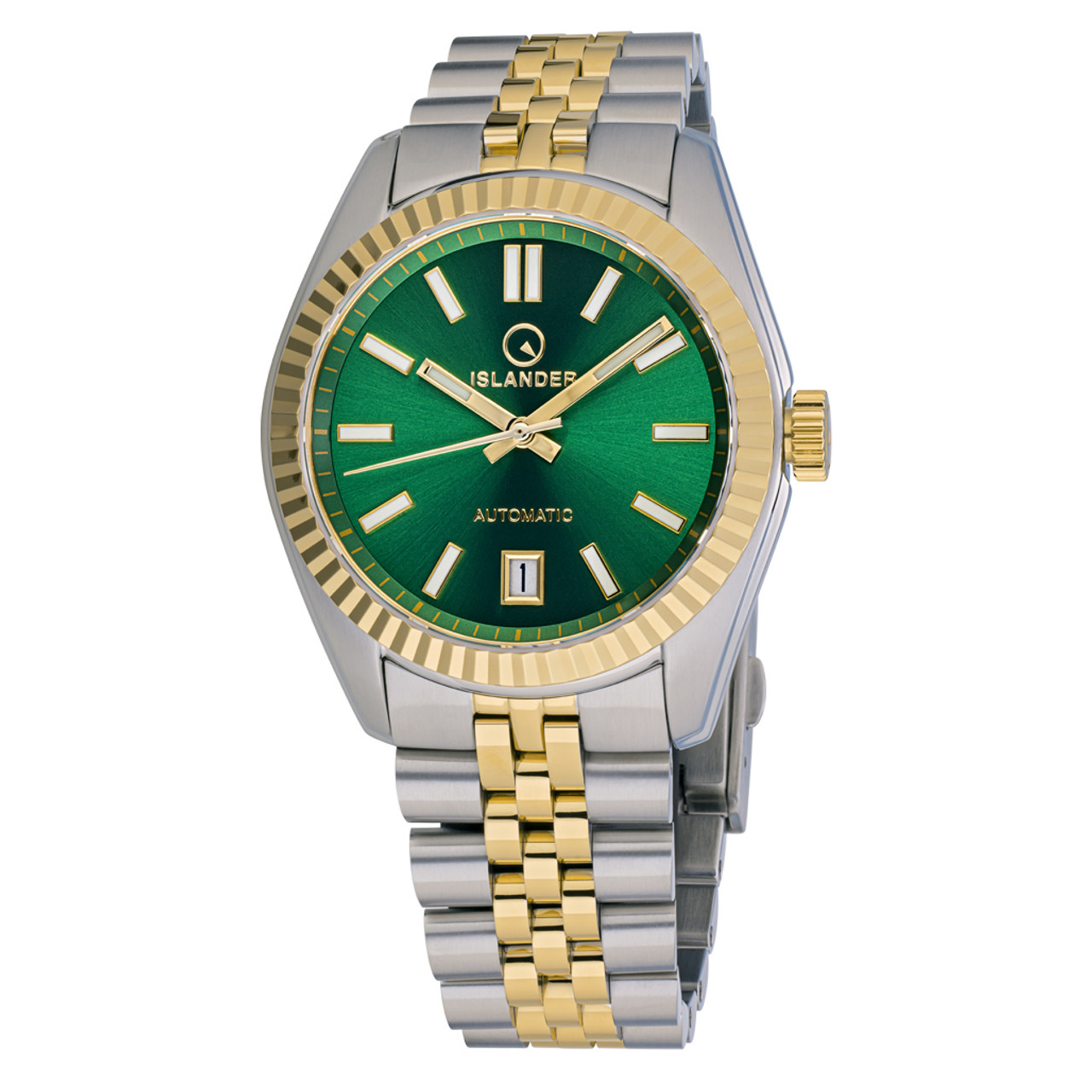 Islander Brookville Hi-Beat Automatic Two-Tone Dress Watch with Radiant Green Dial #ISL-233 Questions & Answers