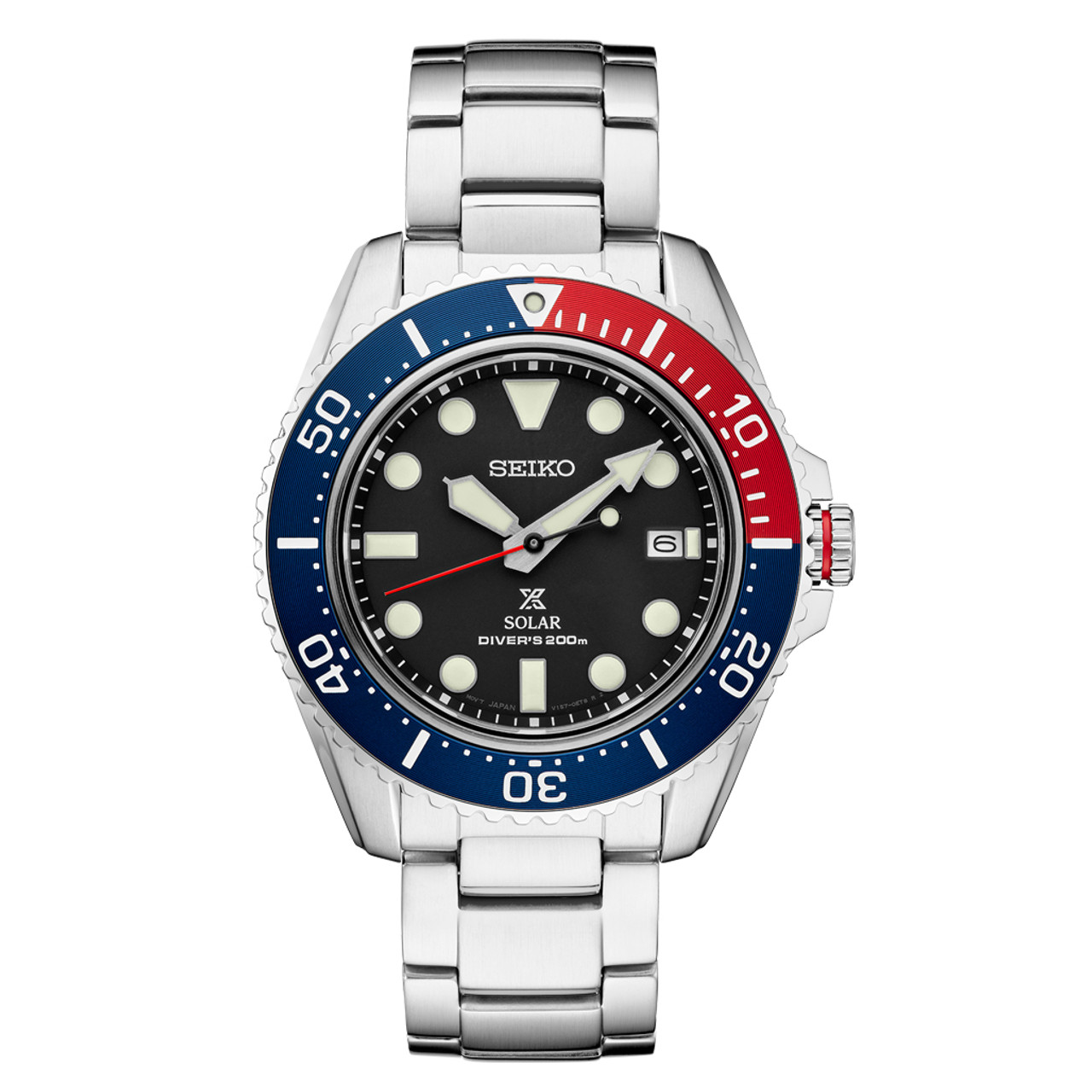 Seiko Prospex Solar Dive Watch with Sapphire Crystal, Pepsi Bezel and Black Dial #SNE591 Questions & Answers