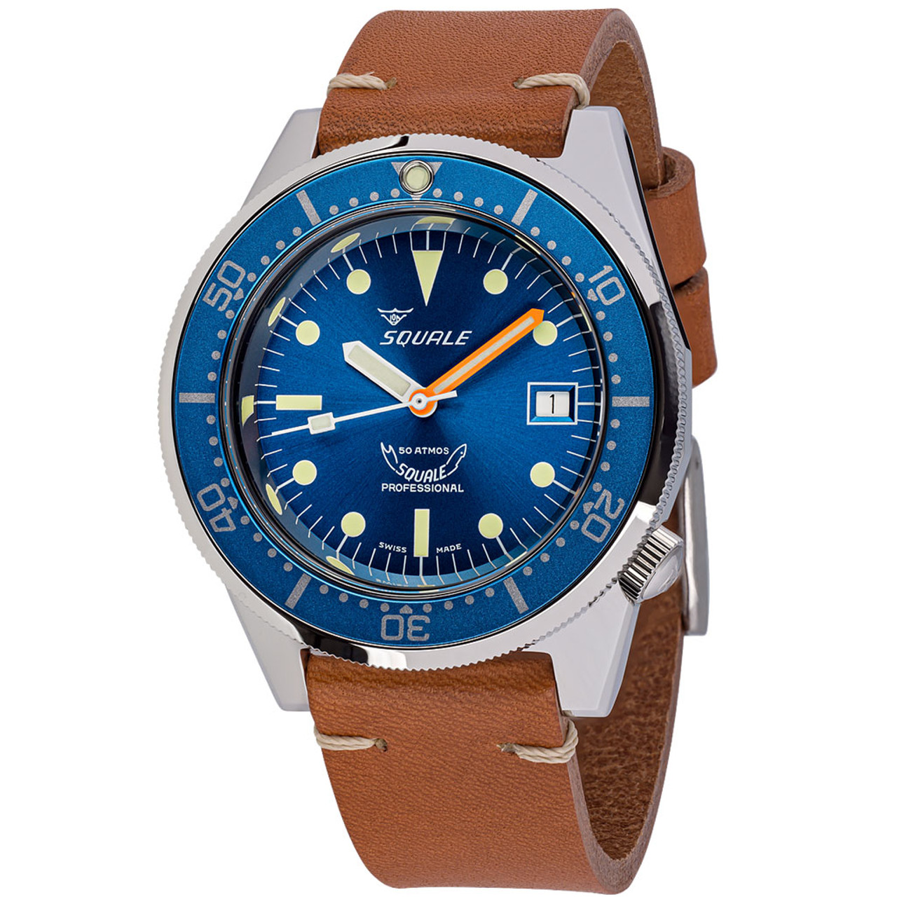 Squale 1521 Polished Swiss Made Automatic Dive Watch with Sunburst Blue Dial #1521-026-BLR Questions & Answers