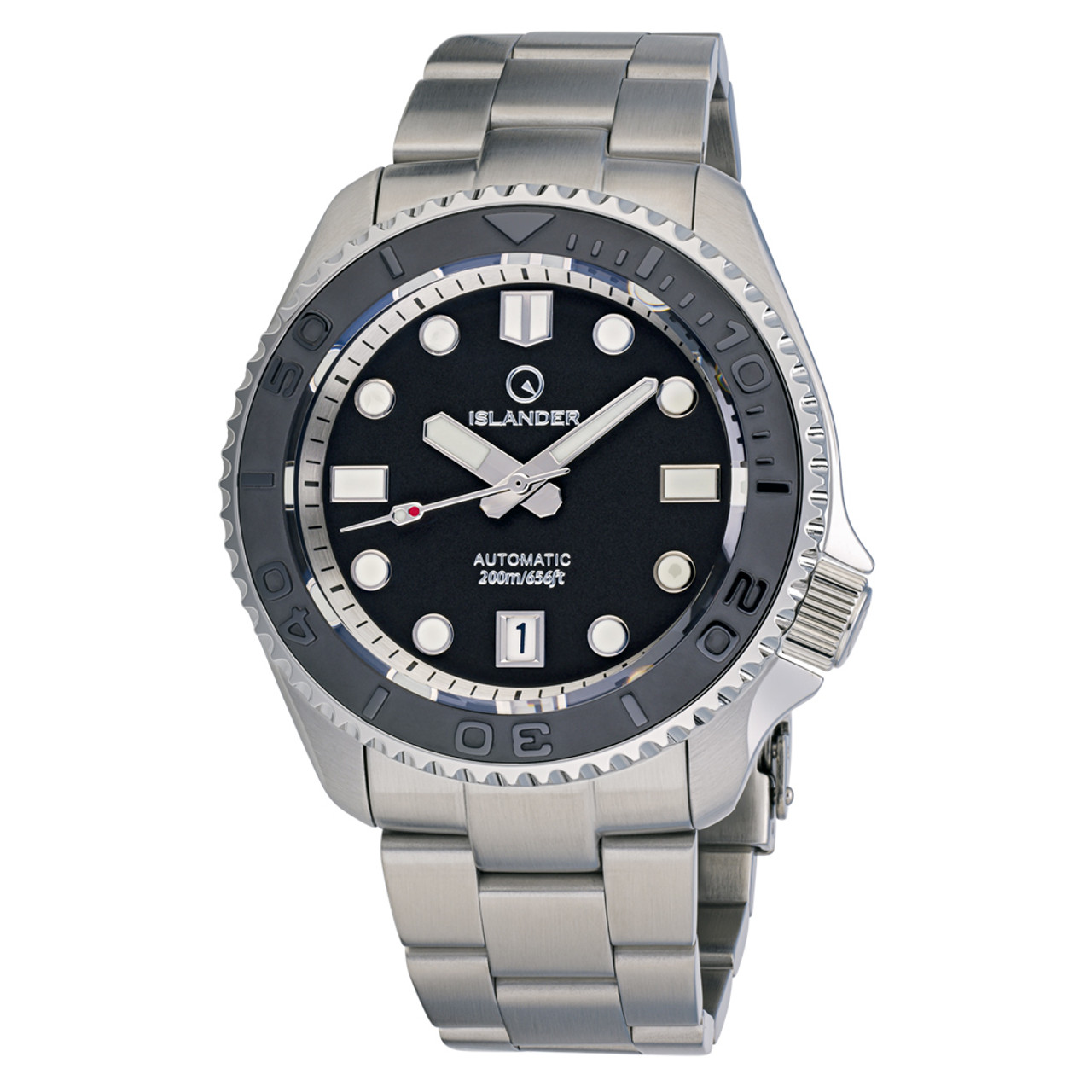 Islander Automatic Dive Watch with Black Dial and Embossed Ceramic Bezel #ISL-04 Questions & Answers