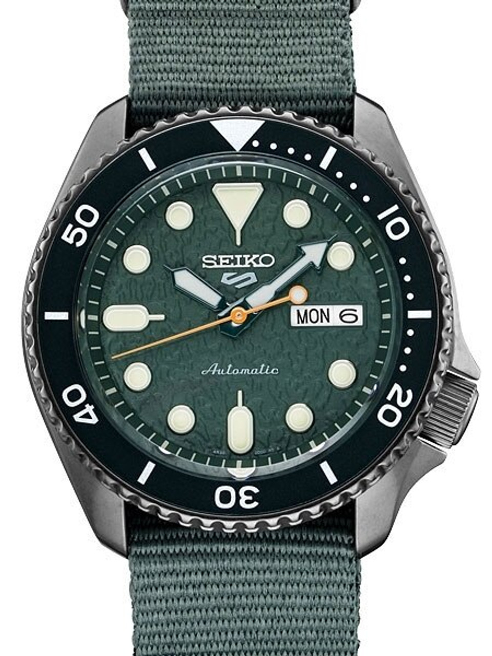 Seiko 5 Sports 24-Jewel Automatic Watch with Textured Green Dial and Nylon Strap #SRPD77 Questions & Answers