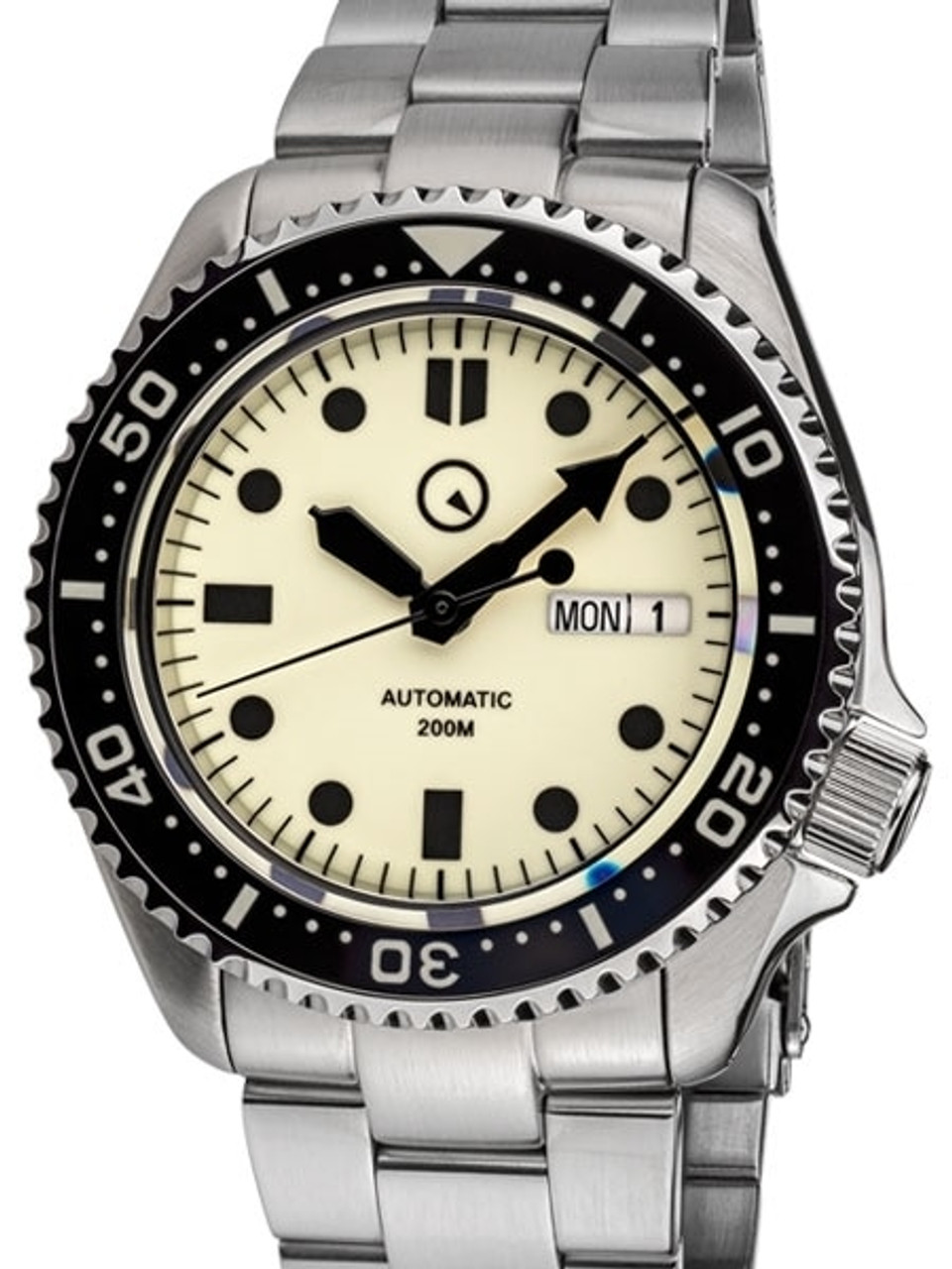 Islander Luminous Dial Automatic Dive Watch with Solid-Link Bracelet, AR Sapphire Crystal, and Luminous Ceramic Bezel Insert #ISL-61 Questions & Answers