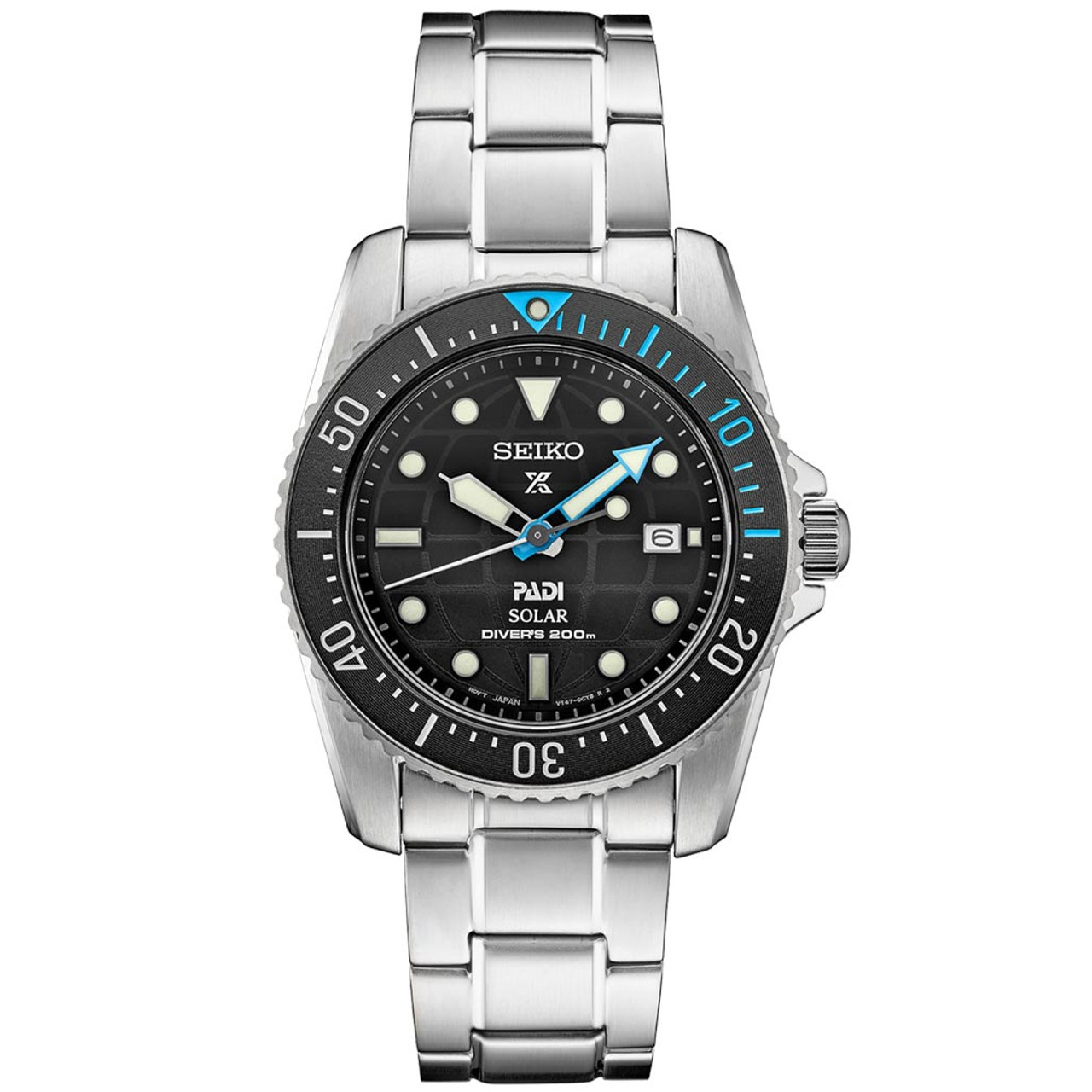 Seiko 38mm Prospex PADI Edition, Solar Dive Watch with Stainless Steel Bracelet #SNE575 Questions & Answers