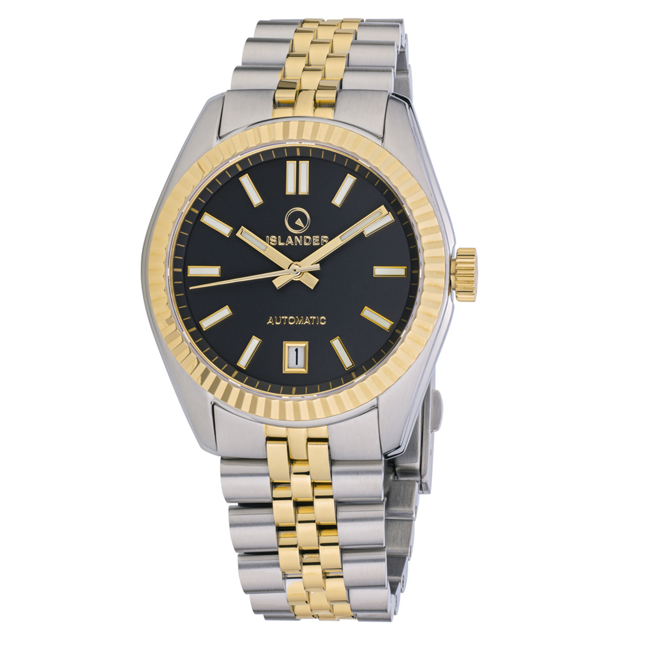 Islander Brookville Hi-Beat Automatic Two-Tone Dress Watch with Black Dial #ISL-162 Questions & Answers