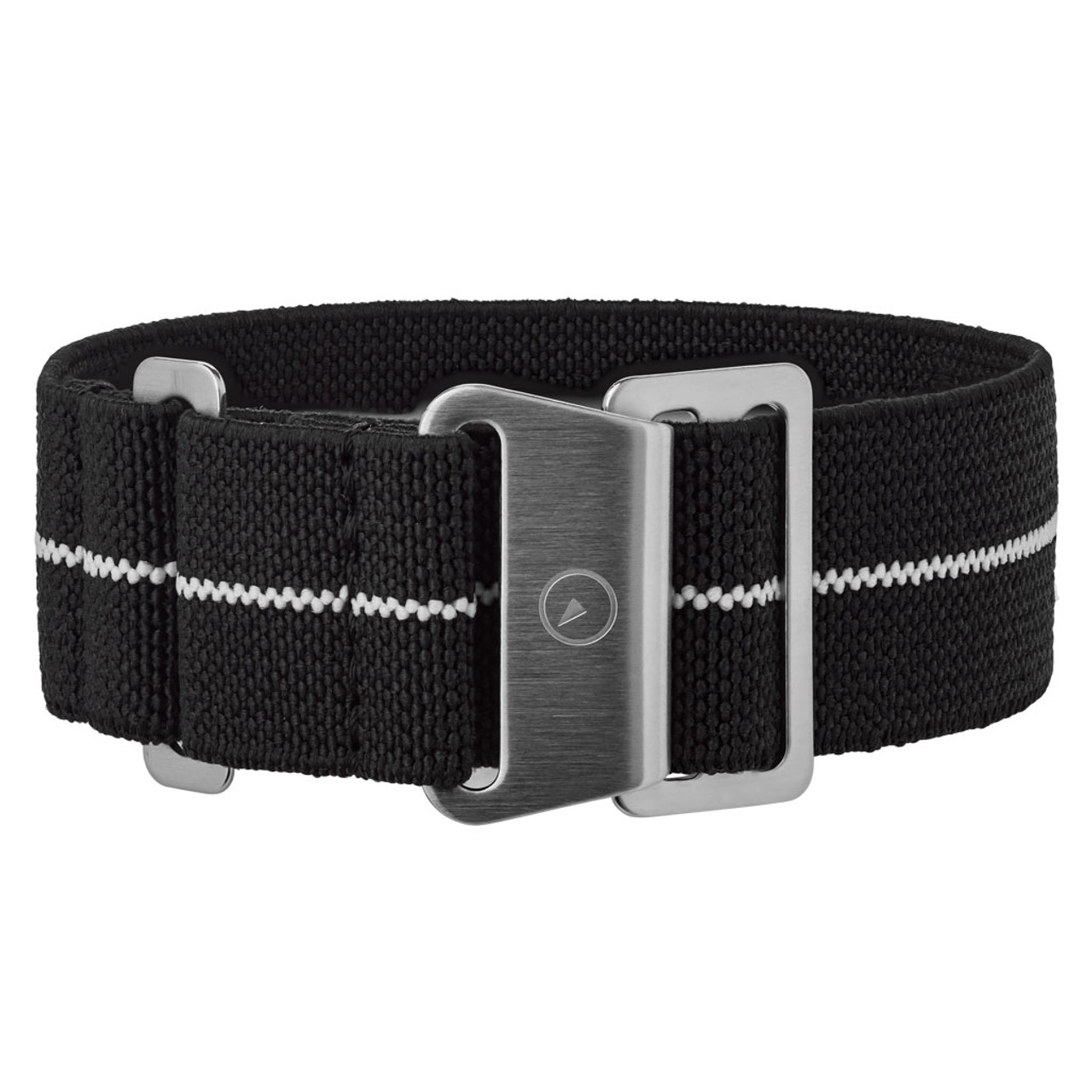 Black, White Stripe Elastic Woven Nylon Strap, Brushed Steel Clasp #EWB-20-SS Questions & Answers