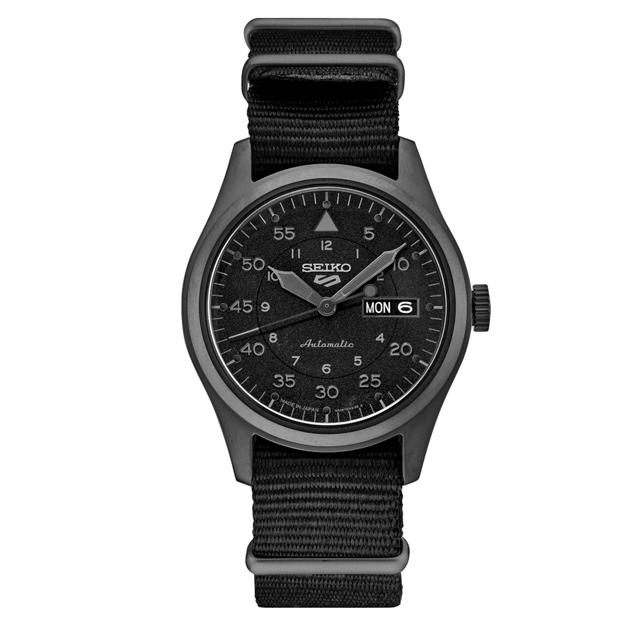 Seiko 5 Sports Field Watch in Stealth Black on Nylon Strap #SRPJ11 Questions & Answers