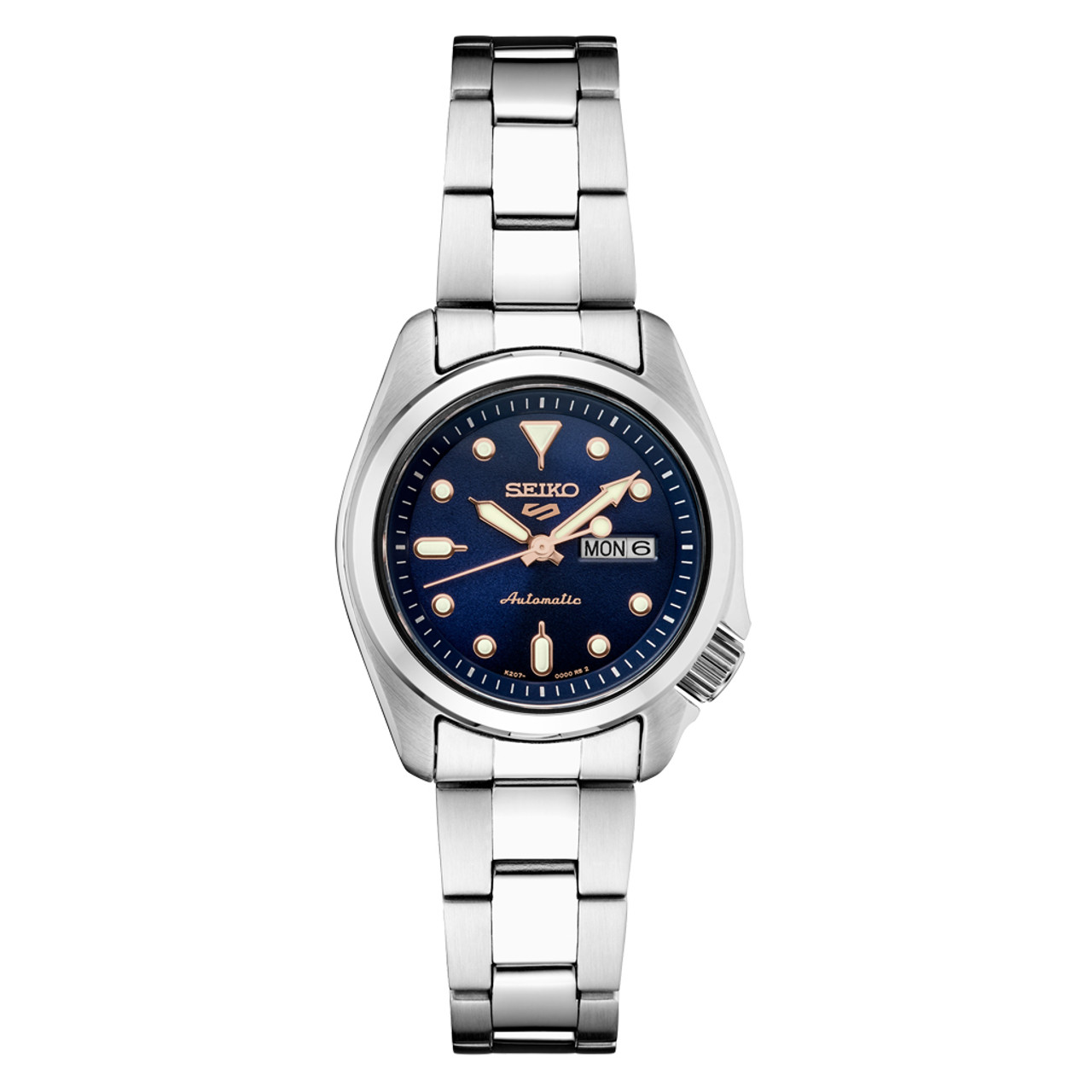 Seiko 5 Sports Automatic Watch with Sunburst Blue Dial and 28mm Case #SRE003 Questions & Answers