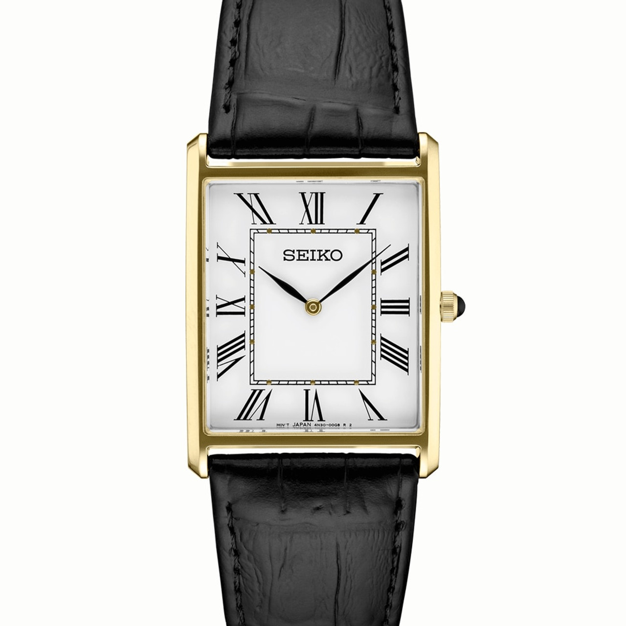 Seiko Classic Thin Quartz Dress Watch with Goldtone Stainless Steel Case #SWR052 Questions & Answers