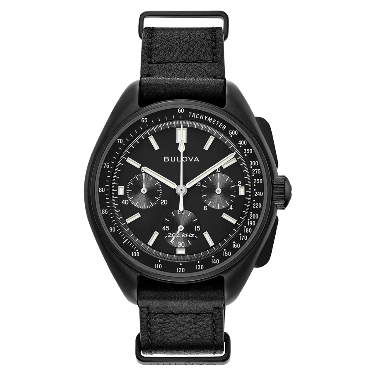 Bulova Lunar Pilot Chronograph 45mm with Black Dial and Black IP Case #98A186 Questions & Answers