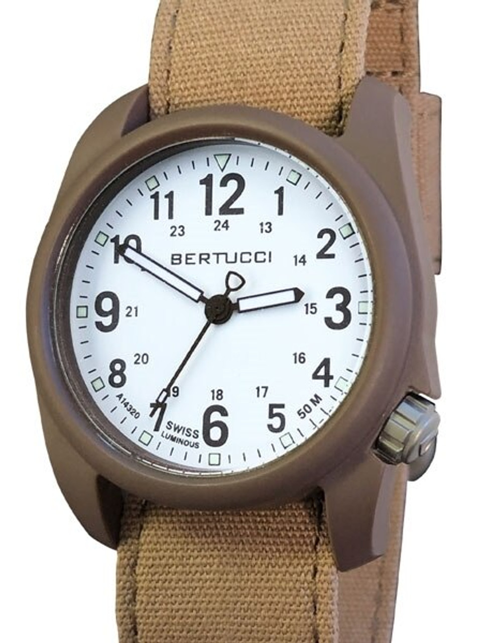 Bertucci DX3 Canvas Polycarbonate Unibody Watch, Sahara Comfort Band, White Dial - 11088 Questions & Answers