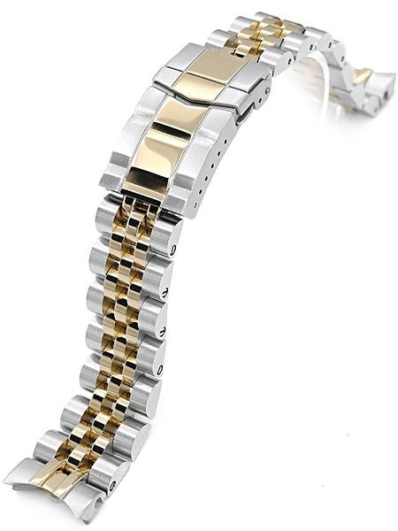 Strapcode 20mm ANGUS-J "Louis" Gold IP and 316L Stainless Steel Watch Bracelet for Seiko Alpinist SARB017 #SS201805P2G064 Questions & Answers