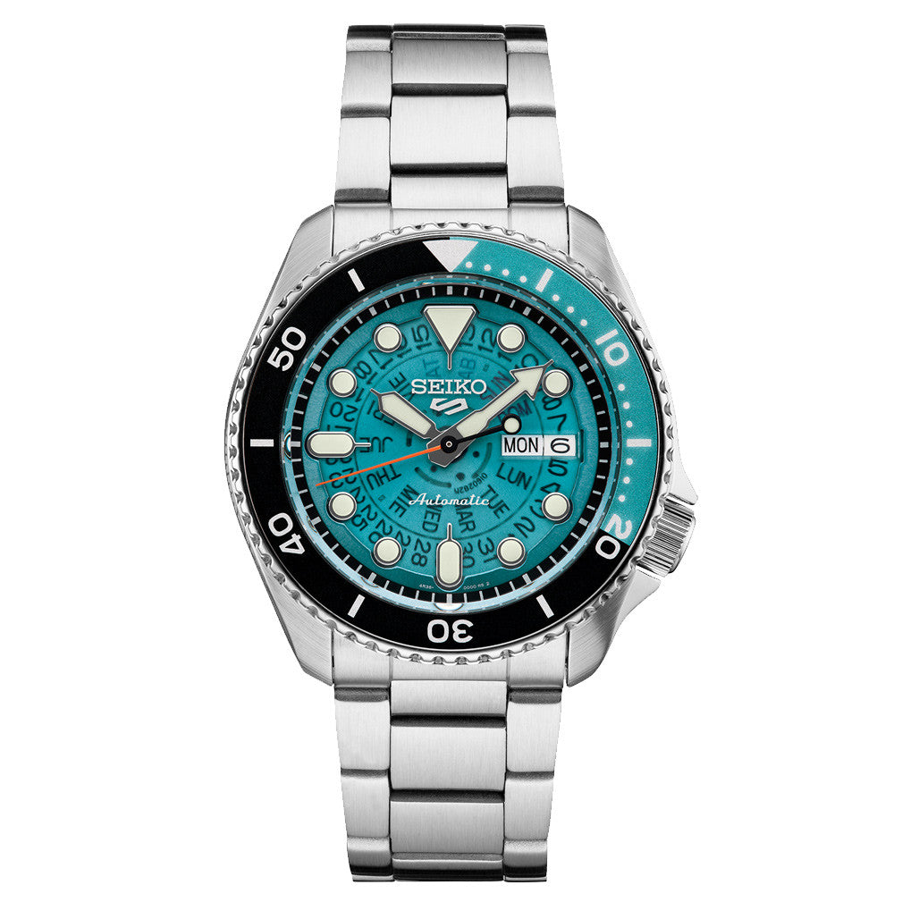 Seiko 5 Sports "Time-Sonar" Watch with Blue See-Thru Dial #SRPJ45 Questions & Answers