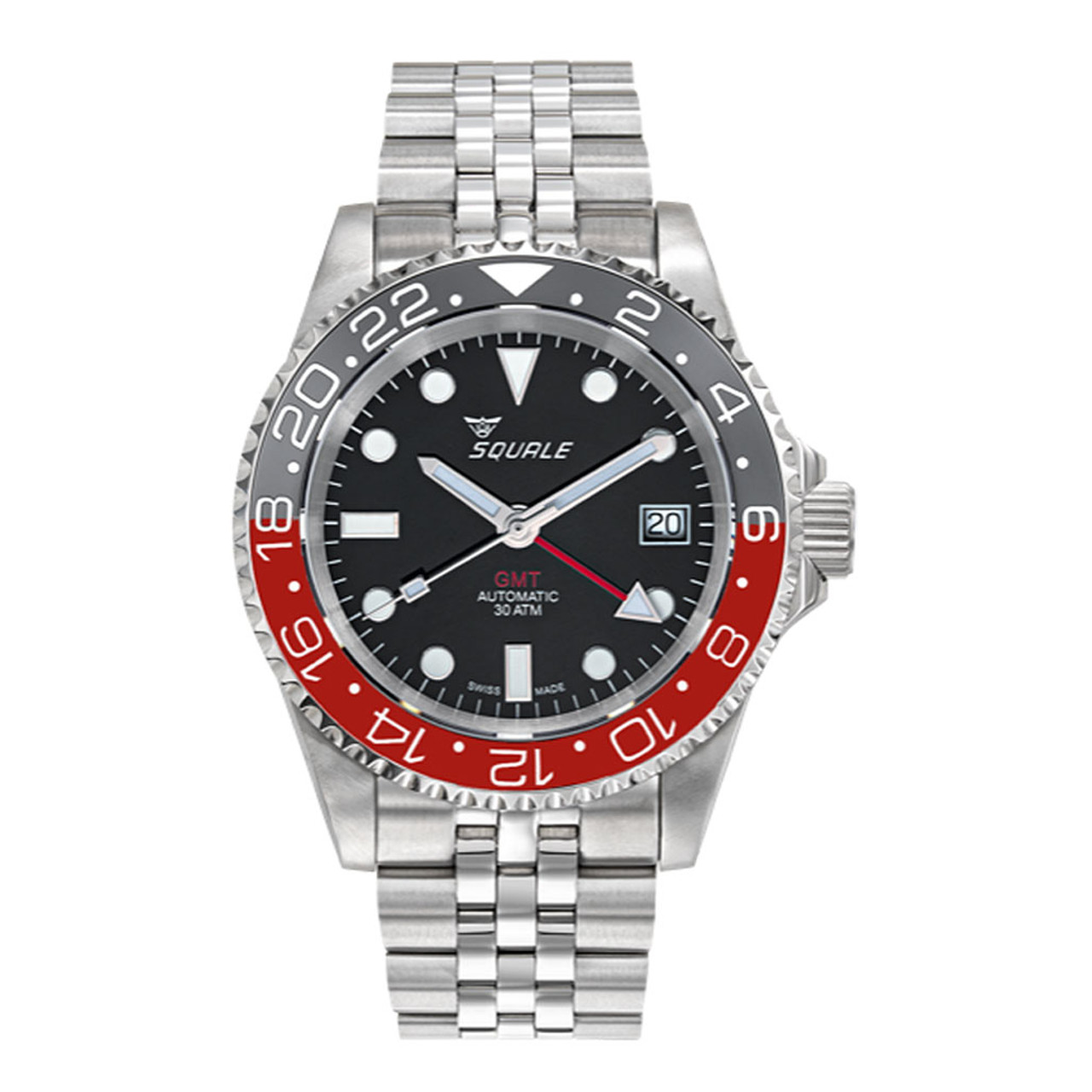 Squale 300 meter Swiss Automatic GMT watch with Luminous Ceramic Bezel, AR Sapphire Crystal #1545GM-CER-BKRD Questions & Answers