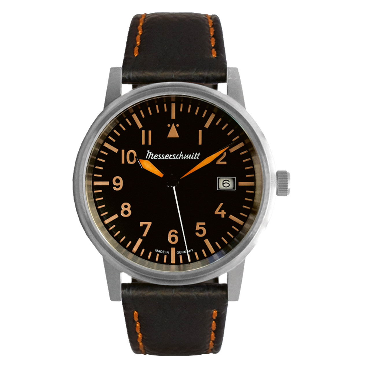 Messerschmitt 38.5mm Black and Orange Type-A Aviator Watch #ME-385OBL Questions & Answers