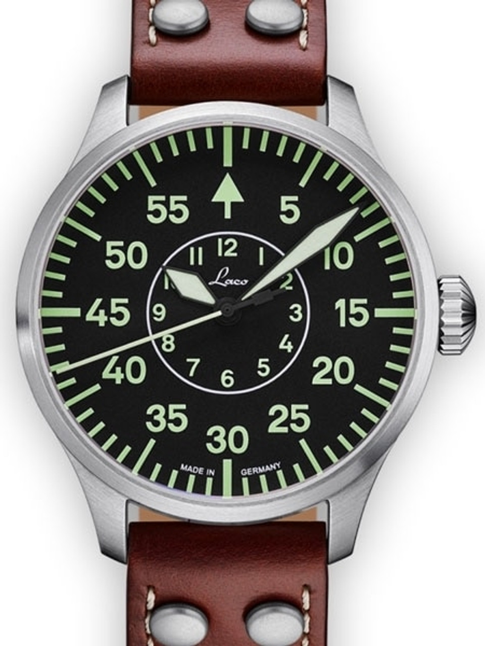 Laco 42mm Aachen Type B Dial Automatic Pilot Watch, New Sapphire Crystal #861690 Questions & Answers